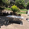 שולחן רגל X מאלומיניום +4 כיסאות מידות 1X1.72X2.43