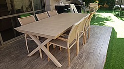 שולחן נפתח לגינה דגם X מידות 1*2.14*3 שולחן נפתח לגינה דגם X מידות 1*2.14*3