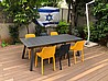 שולחן אלומיניום נפתח לגינה אלכסון 100x216/297 כולל 6 כיסאות פלסטיק מעוצבים