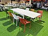 שולחן אלומיניום 1.35 ניפתח 2.70 כולל 4 כיסאות פלסטיק