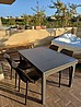 שולחן אלומיניום 1.35 ניפתח 2.70 כולל 4 כיסאות פלסטיק