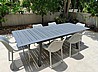 שולחן אלומיניום עיצוב אלכסון 1*1.72 ניפתח 2.43 כולל 6 כיסאות פלסטיק