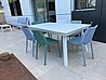 שולחן אלומיניום עיצוב אלכסון 1*1.72 ניפתח 2.43 כולל 6 כיסאות פלסטיק
