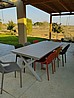 שולחן אלומיניום רגל איקס ניפתח 3 מטר כולל 8 כיסאות פלסטיק קשיח
