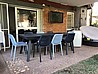 שולחן אלומיניום נפתח לגינה רגליים באלכסון 100x216/297 כולל 6 כיסאות פלסטיק