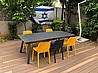 שולחן אלומיניום נפתח לגינה רגליים באלכסון 100x216/297 כולל 6 כיסאות פלסטיק
