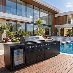 מטבח חוץ נבאדה 6 מבערים + מבער אחורי וכירת צד ומקרר מטבח חוץ נבאדה 6 מבערים + מבער אחורי וכירת צד ומקרר